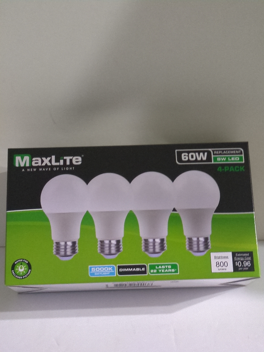 60W Equivalent White LED Bulb 4-Pack - White